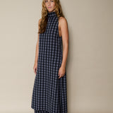TULIPA HALTER VEST, BLACK  // GREY CHECK COTTON