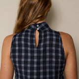 TULIPA HALTER VEST, BLACK  // GREY CHECK COTTON