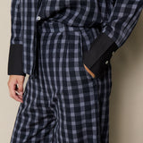 TULIPA PANT, BLACK  // GREY CHECK COTTON