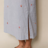 BOUQUET DRESS, GREY CHECK EMBROIDERY COTTON