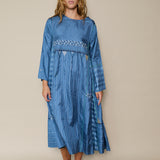 NOAL DRESS, SKY BLUE JAMDANI SILK