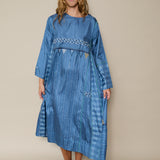 NOAL DRESS, SKY BLUE JAMDANI SILK