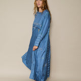 NOAL DRESS, SKY BLUE JAMDANI SILK