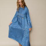 NOAL DRESS, SKY BLUE JAMDANI SILK