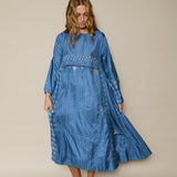 NOAL DRESS, SKY BLUE JAMDANI SILK