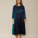 THISTLE DRESS, NAVY // GREEN SILK