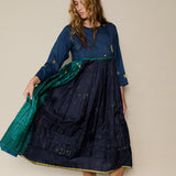 THISTLE DRESS, NAVY // GREEN SILK