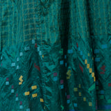 MIRAJ DRESS, EMERALD GREEN SILK JAMDANI