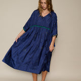 AVA DRESS, INDIGO // BLACK CHECKERED SILK