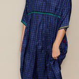 AVA DRESS, INDIGO // BLACK CHECKERED SILK