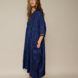 AVA DRESS, INDIGO // BLACK CHECKERED SILK