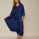 AVA DRESS, INDIGO // BLACK CHECKERED SILK