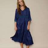 AVA DRESS, INDIGO // BLACK CHECKERED SILK