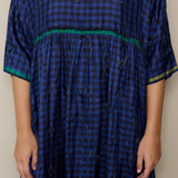 AVA DRESS, INDIGO // BLACK CHECKERED SILK