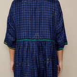 AVA DRESS, INDIGO // BLACK CHECKERED SILK
