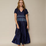 TARA DRESS, INDIGO JAMDANI SILK
