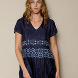 TARA DRESS, INDIGO JAMDANI SILK