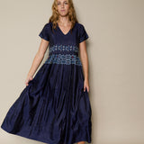 TARA DRESS, INDIGO JAMDANI SILK