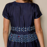 TARA DRESS, INDIGO JAMDANI SILK