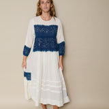 SNEHA DRESS, INDIGO // IVORY COTTON