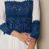 SNEHA DRESS, INDIGO // IVORY COTTON