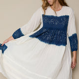 SNEHA DRESS, INDIGO // IVORY COTTON