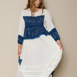 SNEHA DRESS, INDIGO // IVORY COTTON