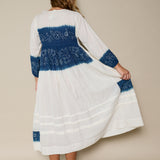 SNEHA DRESS, INDIGO // IVORY COTTON