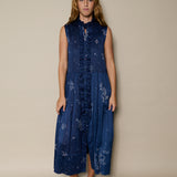 LAPIS DRESS, INDIGO COTTON SILK SLEEVELESS