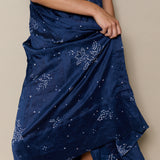 LAPIS DRESS, INDIGO COTTON SILK SLEEVELESS