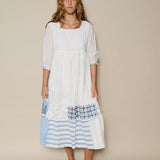 NILE DRESS, IVORY // BLUE COTTON