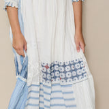 NILE DRESS, IVORY // BLUE COTTON