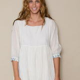 NILE DRESS, IVORY // BLUE COTTON
