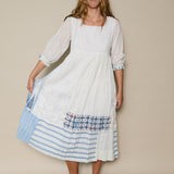 NILE DRESS, IVORY // BLUE COTTON