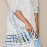 NILE DRESS, IVORY // BLUE COTTON