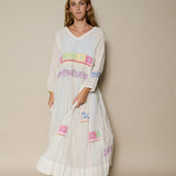 SAPHIRE DRESS, IVORY JAMDANI COTTON