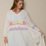 SAPHIRE DRESS, IVORY JAMDANI COTTON