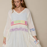 SAPHIRE DRESS, IVORY JAMDANI COTTON
