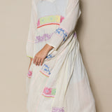 SAPHIRE DRESS, IVORY JAMDANI COTTON