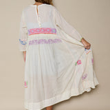 SAPHIRE DRESS, IVORY JAMDANI COTTON