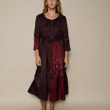 COSMOS DRESS, BURGUNDY SILK