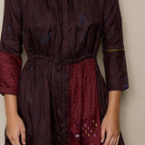 COSMOS DRESS, BURGUNDY SILK