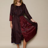 COSMOS DRESS, BURGUNDY SILK