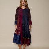 CARLA DRESS, BURGUNDY SILK