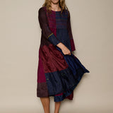 CARLA DRESS, BURGUNDY SILK