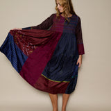 CARLA DRESS, BURGUNDY SILK