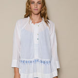 TAARA BLOUSE, IVORY // BLUE
