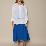 TAARA BLOUSE, IVORY // BLUE