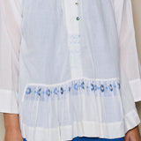 TAARA BLOUSE, IVORY // BLUE