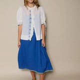 NAKSHA BLOUSE, IVORY // BLUE